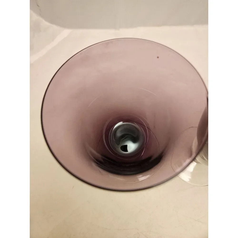 #7739 Amethyst Purple Wine Water Stem Glasses Pair